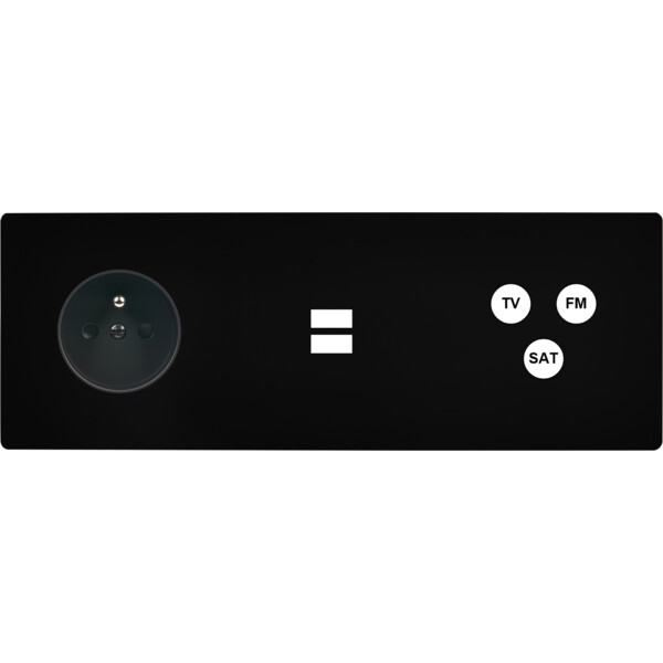 Façade "m" noir mat triple horizontale 1 prise 1 chargeur usb 1 tv-fm-sat sans vis - Modelec - 333522M