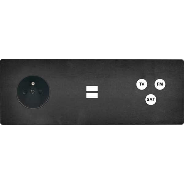 Façade "m" acier verni triple horizontale 1 prise 1 chargeur usb 1 tv-fm-sat sans vis - Modelec - 333541M