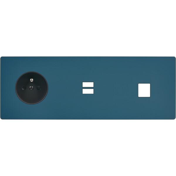 Façade "m" gris mat triple horizontale 1 prise 1 chargeur usb 1 media sans vis - Modelec - 335523M