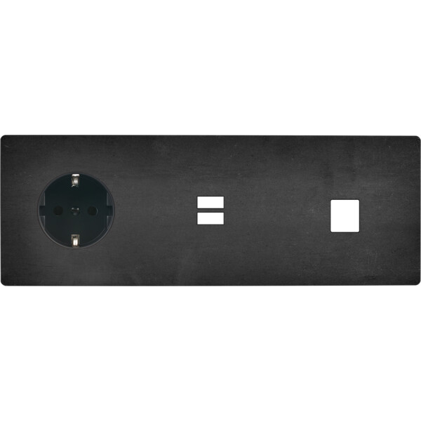 Façade "m" acier verni triple horizontale 1 prise schuko 1 chargeur usb 1 media sans vis - Modelec - 335541M-K