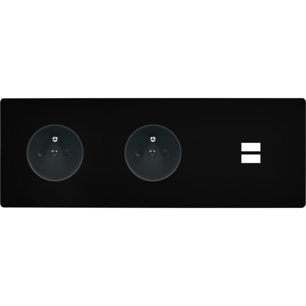 Façade "m" noir mat triple horizontale 1 prise 1 prise 1 chargeur usb sans vis - Modelec - 337522M