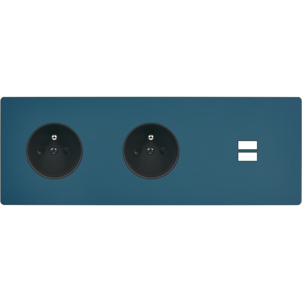 Façade "m" gris mat triple horizontale 1 prise 1 prise 1 chargeur usb sans vis - Modelec - 337523M