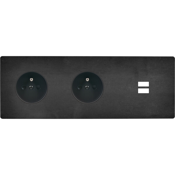 Façade "m" acier verni triple horizontale 1 prise 1 prise 1 chargeur usb sans vis - Modelec - 337541M