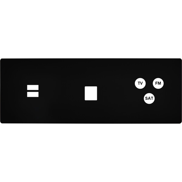 Façade "m" noir mat triple horizontale 1 chargeur usb 1 media 1 tv-fm-sat sans vis - Modelec - 338522M