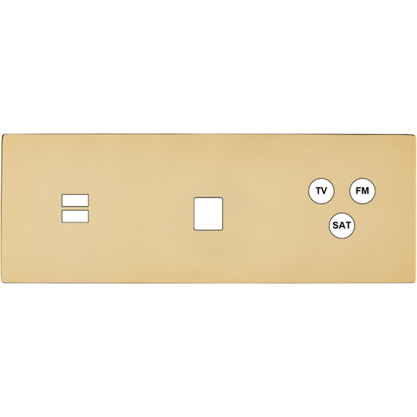 Façade "m" laiton miroir triple horizontale 1 chargeur usb 1 media 1 tv-fm-sat sans vis - Modelec - 338543M