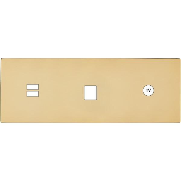 Façade "m" laiton miroir triple horizontale 1 chargeur usb 1 media 1 prise tv sans vis - Modelec - 339543M