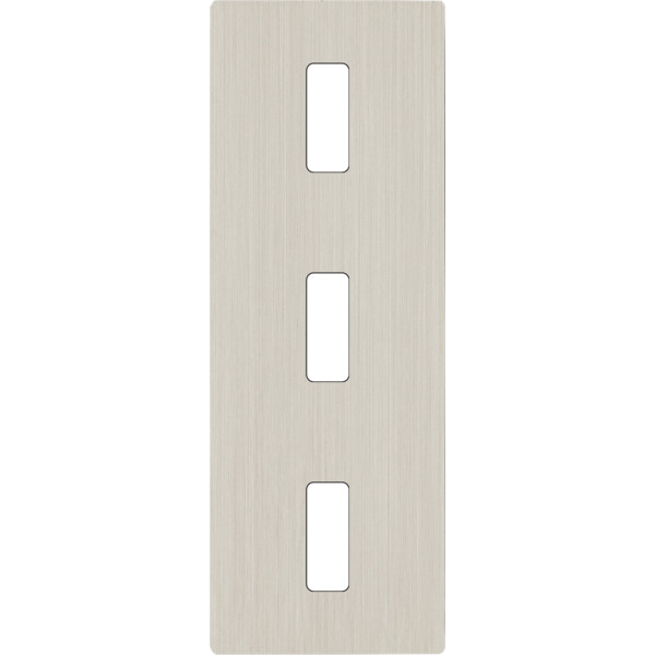 Façade "m" nickel brossé triple verticale 1 bouton 1 bouton 1 bouton sans vis - Modelec - 353511M