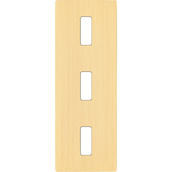 Façade "m" laiton brossé triple verticale 1 bouton 1 bouton 1 bouton sans vis - Modelec - 353512M