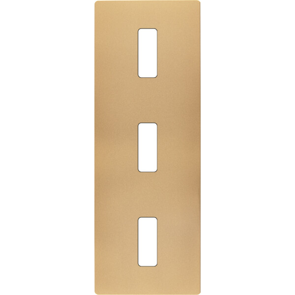 Façade "m" laiton sablé triple verticale 1 bouton 1 bouton 1 bouton sans vis - Modelec - 353532M