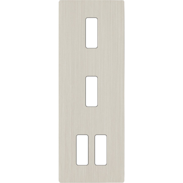 Façade "m" nickel brossé triple verticale 1 bouton 1 bouton 2 boutons sans vis - Modelec - 354511M