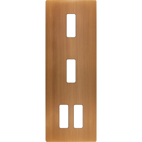 Façade "m" laiton vieux bronze triple vertic 1 bouton 1 bouton 2 boutons sansvis - Modelec - 354517M