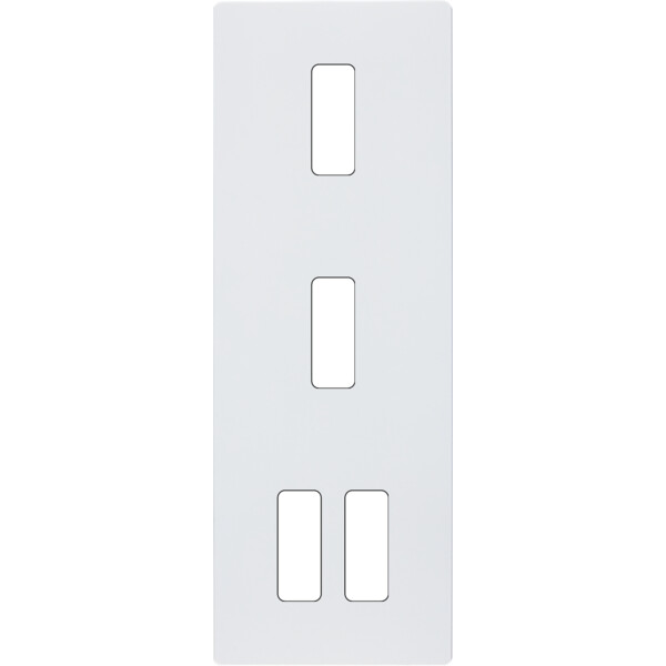 Façade "m" blanc mat triple verticale 1 bouton 1 bouton 2 boutons sans vis - Modelec - 354521M
