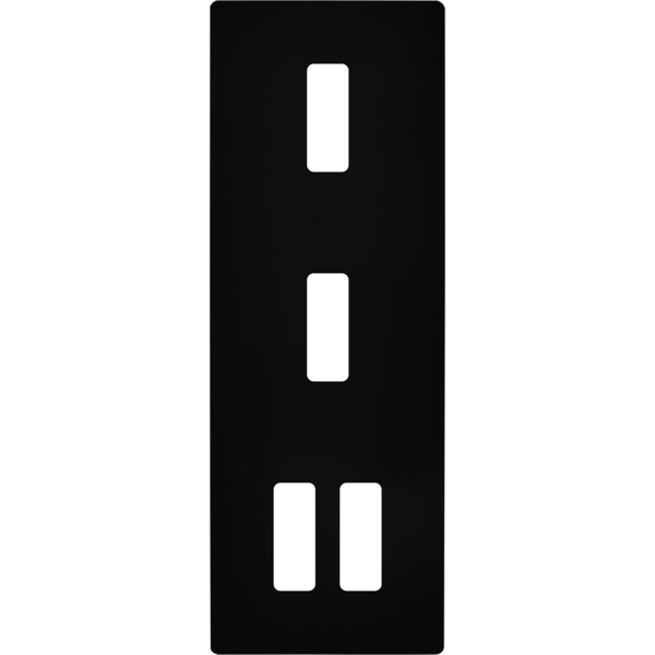Façade "m" noir mat triple verticale 1 bouton 1 bouton 2 boutons sans vis - Modelec - 354522M