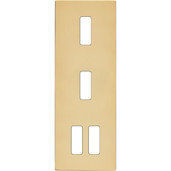 Façade "m" laiton miroir triple verticale 1 bouton 1 bouton 2 boutons sans vis - Modelec - 354543M