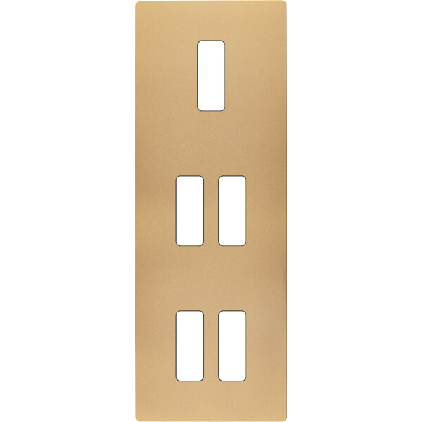 Façade "m" laiton sablé triple verticale 1 bouton 2 boutons 2 boutons sans vis - Modelec - 355532M