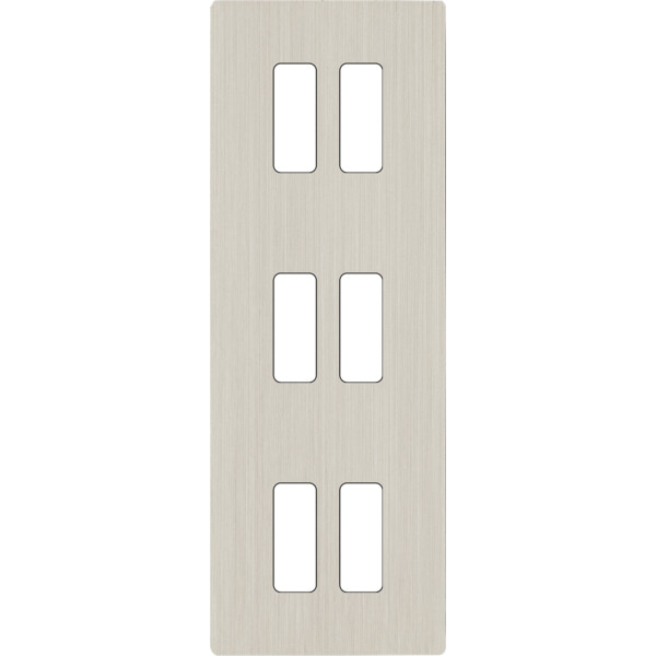 Façade "m" nickel brossé triple verticale 2 boutons 2 boutons 2 boutons sans vis - Modelec - 356511M