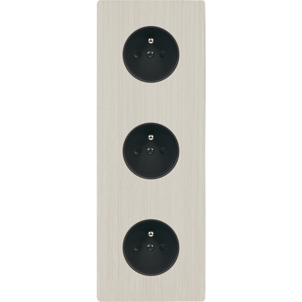 Façade "m" nickel brossé triple verticale r1 r1 r1 sans vis - Modelec - 360511M