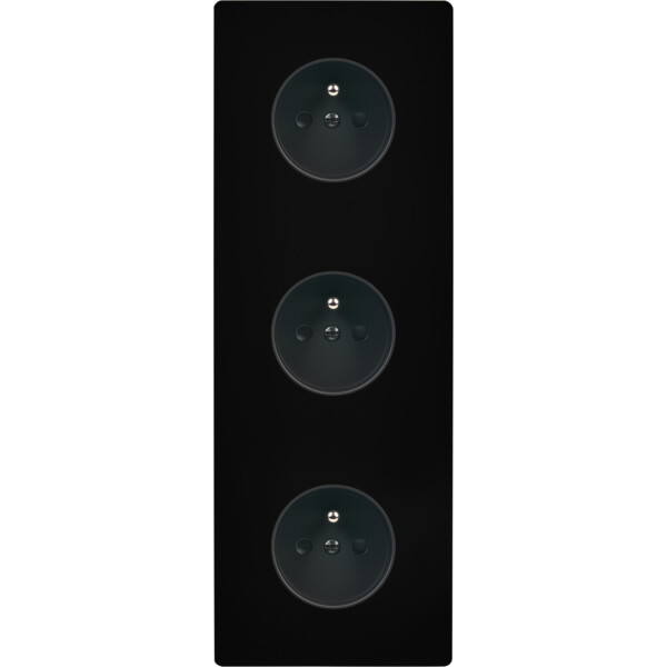 Façade "m" noir mat triple verticale r1 r1 r1 sans vis - Modelec - 360522M