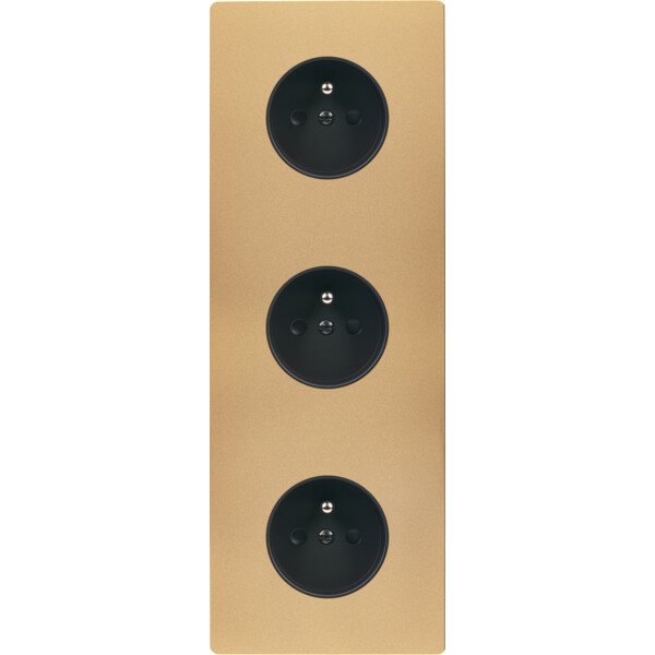 Façade "m" laiton sablé triple verticale r1 r1 r1 sans vis - Modelec - 360532M