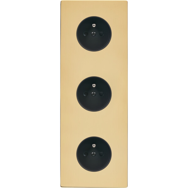 Façade "m" laiton verni triple verticale r1 r1 r1 sans vis - Modelec - 360542M