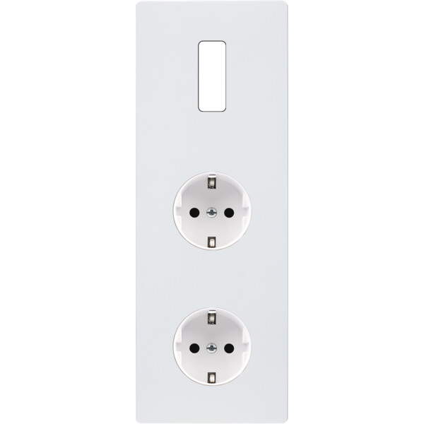 Façade "m" blanc mat triple verticale 1 bouton 1 prise schuko 1 prise schuko sans vis - Modelec - 361521M-K