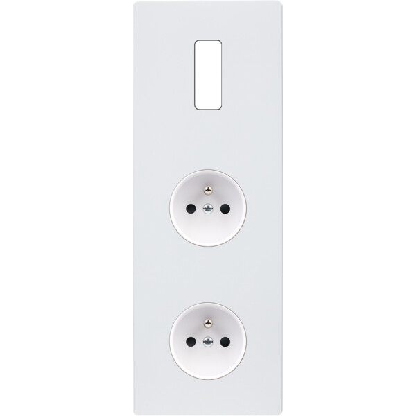 Façade "m" blanc mat triple verticale 1 bouton 1 prise 1 prise sans vis - Modelec - 361521M