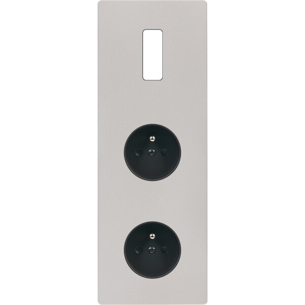 Façade "m" nickel sablé triple verticale 1 bouton 1 prise 1 prise sans vis - Modelec - 361531M