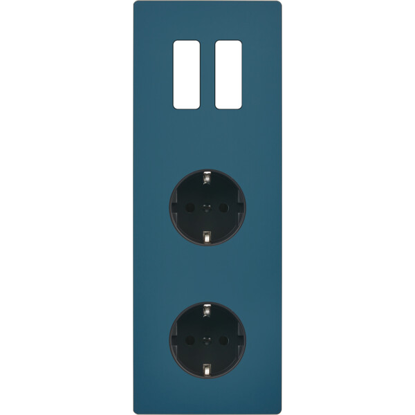 Façade "m" gris mat triple verticale 2 boutons 1 prise schuko 1 prise schuko sans vis - Modelec - 362523M-K