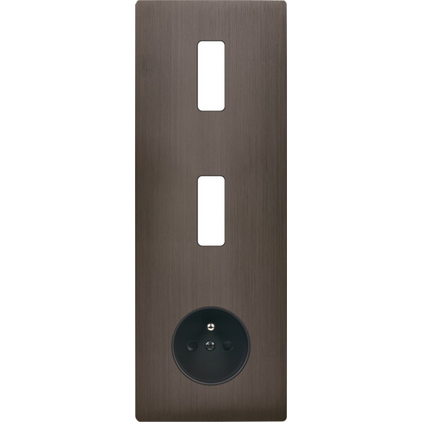 Façade "m" laiton canon fusil triple vertical 1 bouton 1 bouton 1 prise sans vis - Modelec - 366514M