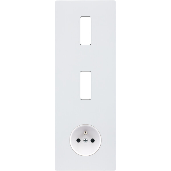 Façade "m" blanc mat triple verticale 1 bouton 1 bouton 1 prise sans vis - Modelec - 366521M
