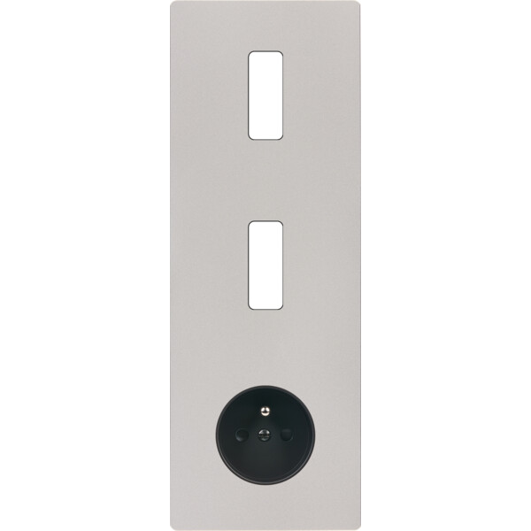 Façade "m" nickel sablé triple verticale 1 bouton 1 bouton 1 prise sans vis - Modelec - 366531M