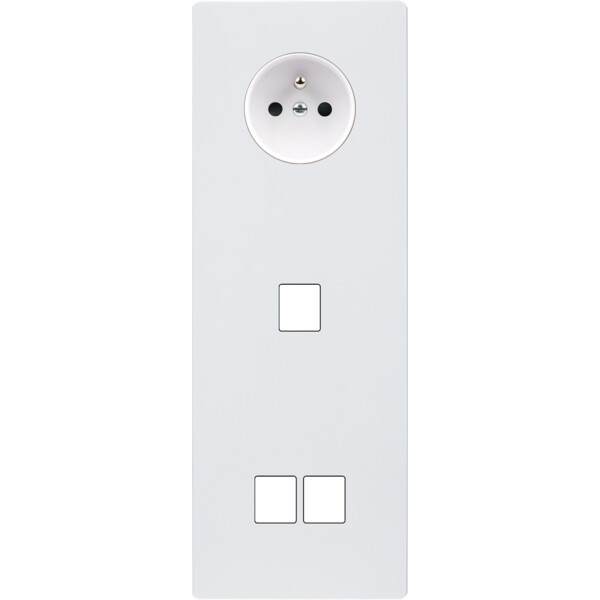 Façade "m" blanc mat triple verticale 1 prise 1 media 2 media sans vis - Modelec - 368521M