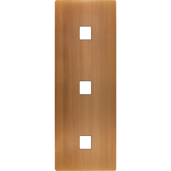 Façade "m" laiton vieux bronze triple verticale 1 media 1 media 1 media sans vis - Modelec - 370517M