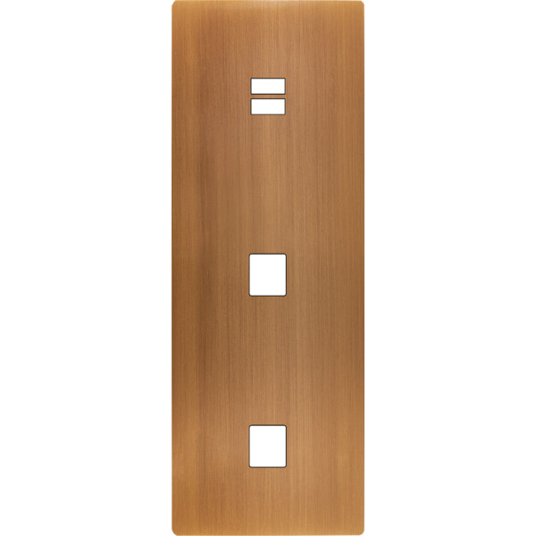 Façade "m" laiton vieux bronze triple verti 1chargeur usb 1media 1media sans vis - Modelec - 381517M