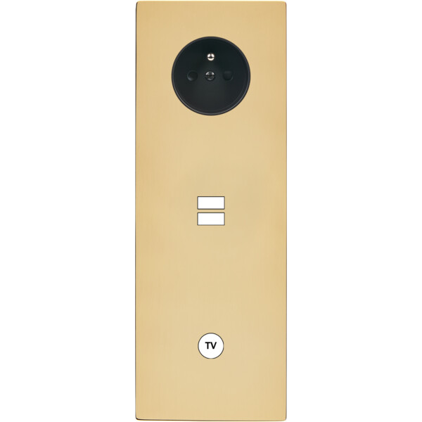Façade "m" laiton miroir triple verticale 1 prise 1 chargeur usb 1 prise tv sans vis - Modelec - 382543M