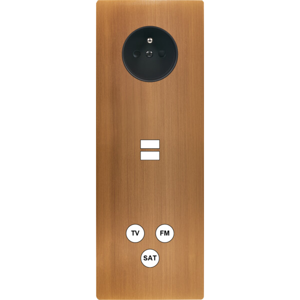 Façade "m" laiton bronze tripl verti 1 prise 1 chargeur usb 1 tv-fm-sat sansvis - Modelec - 383517M