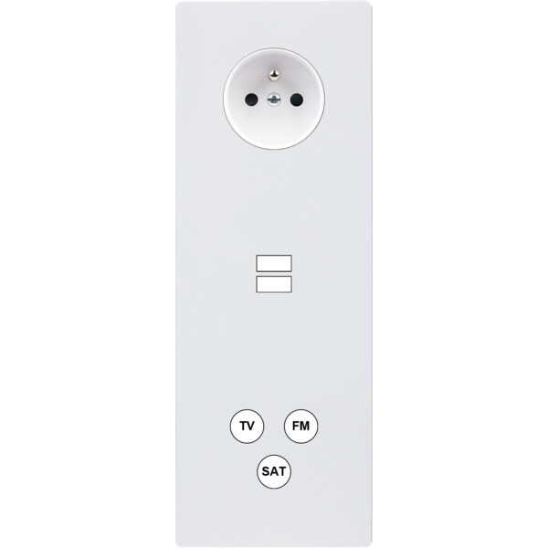 Façade "m" blanc mat triple verticale 1 prise 1 chargeur usb 1 tv-fm-sat sans vis - Modelec - 383521M