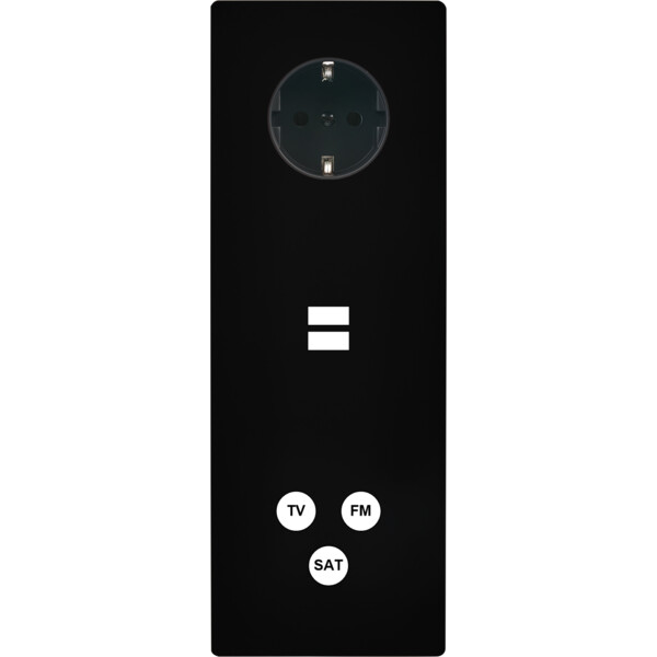 Façade "m" noir mat triple verticale 1 prise schuko 1 chargeur usb 1 tv-fm-sat sans vis - Modelec - 383522M-K