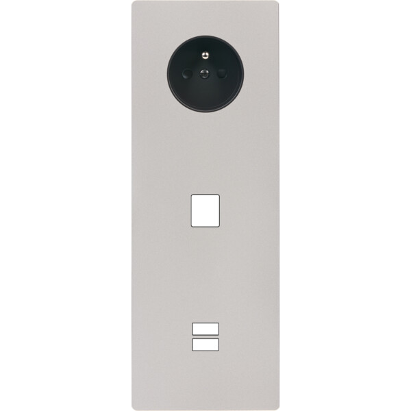 Façade "m" nickel sablé triple verticale 1 prise 1 media 1 chargeur usb sans vis - Modelec - 384531M
