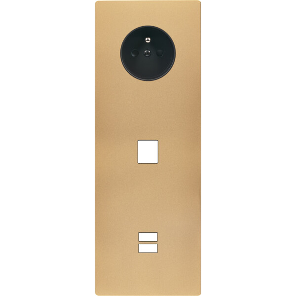 Façade "m" laiton sablé triple verticale 1 prise 1 media 1 chargeur usb sans vis - Modelec - 384532M