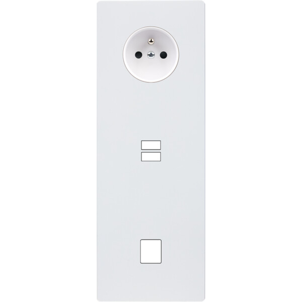 Façade "m" blanc mat triple verticale 1 prise 1 chargeur usb 1 media sans vis - Modelec - 385521M