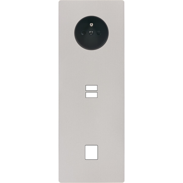 Façade "m" nickel sablé triple verticale 1 prise 1 chargeur usb 1 media sans vis - Modelec - 385531M