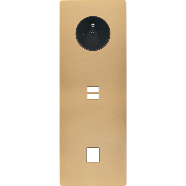 Façade "m" laiton sablé triple verticale 1 prise 1 chargeur usb 1 media sans vis - Modelec - 385532M