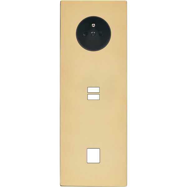 Façade "m" laiton miroir triple verticale 1 prise 1 chargeur usb 1 media sans vis - Modelec - 385543M