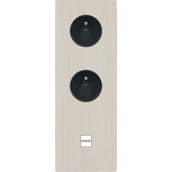 Façade "m" nickel brossé triple verticale 1 prise 1 prise 1 chargeur usb sans vis - Modelec - 387511M