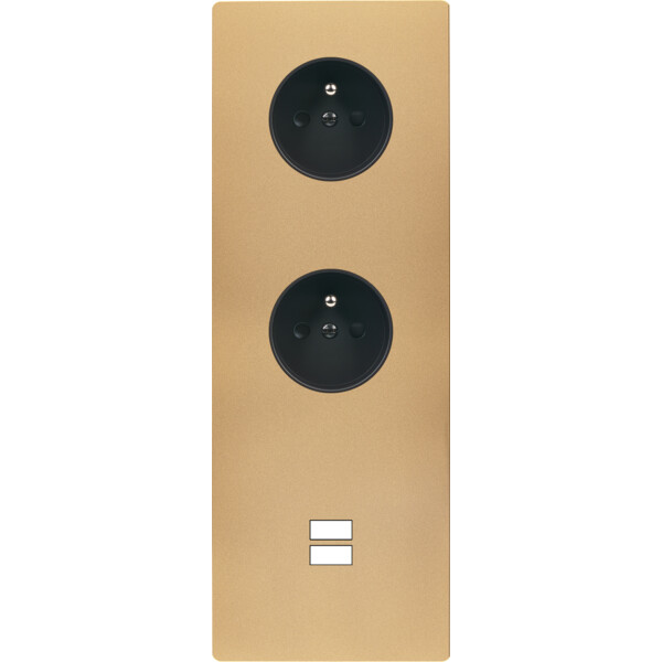 Façade "m" laiton sablé triple verticale 1 prise 1 prise 1 chargeur usb sans vis - Modelec - 387532M