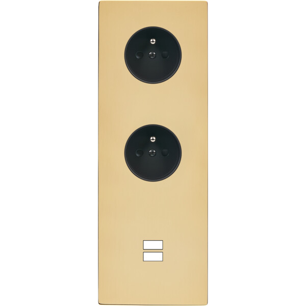 Façade "m" laiton verni triple verticale 1 prise 1 prise 1 chargeur usb sans vis - Modelec - 387542M