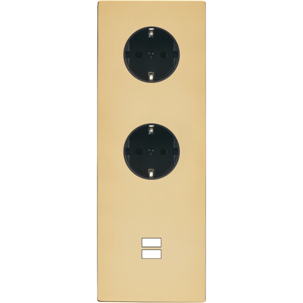 Façade "m" laiton miroir triple verticale 1 prise schuko 1 prise schuko 1 chargeur usb sans vis - Modelec - 387543M-K