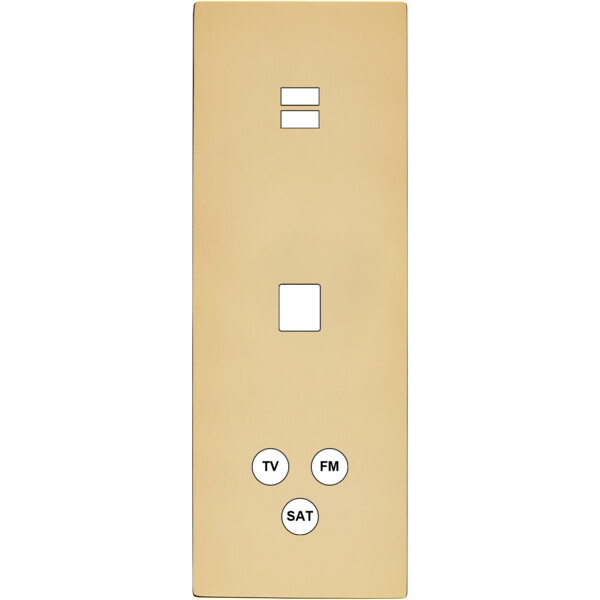 Façade "m" laiton verni triple verticale 1 chargeur usb 1 media 1 tv-fm-sat sans vis - Modelec - 388542M
