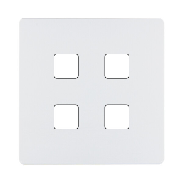 Façade "m" aluminium blanc mat simple pour 4 boutons damier carré, magnétique - Modelec - 671521M